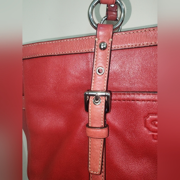 Coach RED Leather Gallery East West Tote Purse Turnlock Bag Vintage f0820-f11525 - Picture 3 of 13